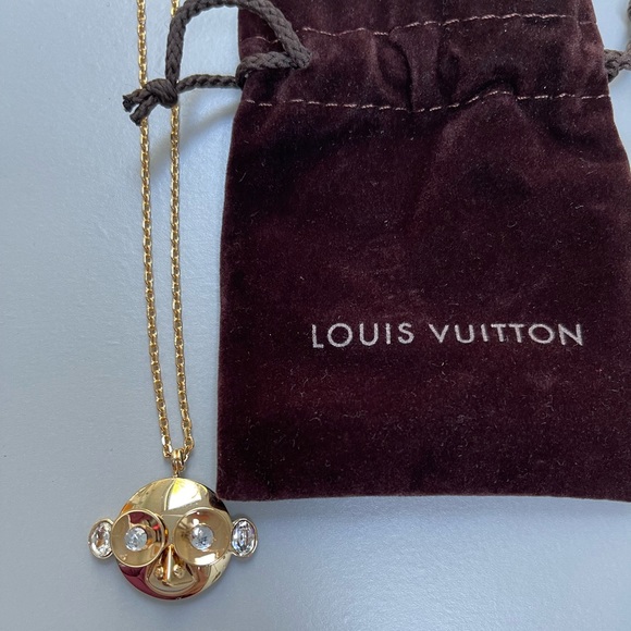 Louis Vuitton Jewelry - Louis Vuitton gold tone necklace monkey head pendant with rhinestones AUTHENTIC